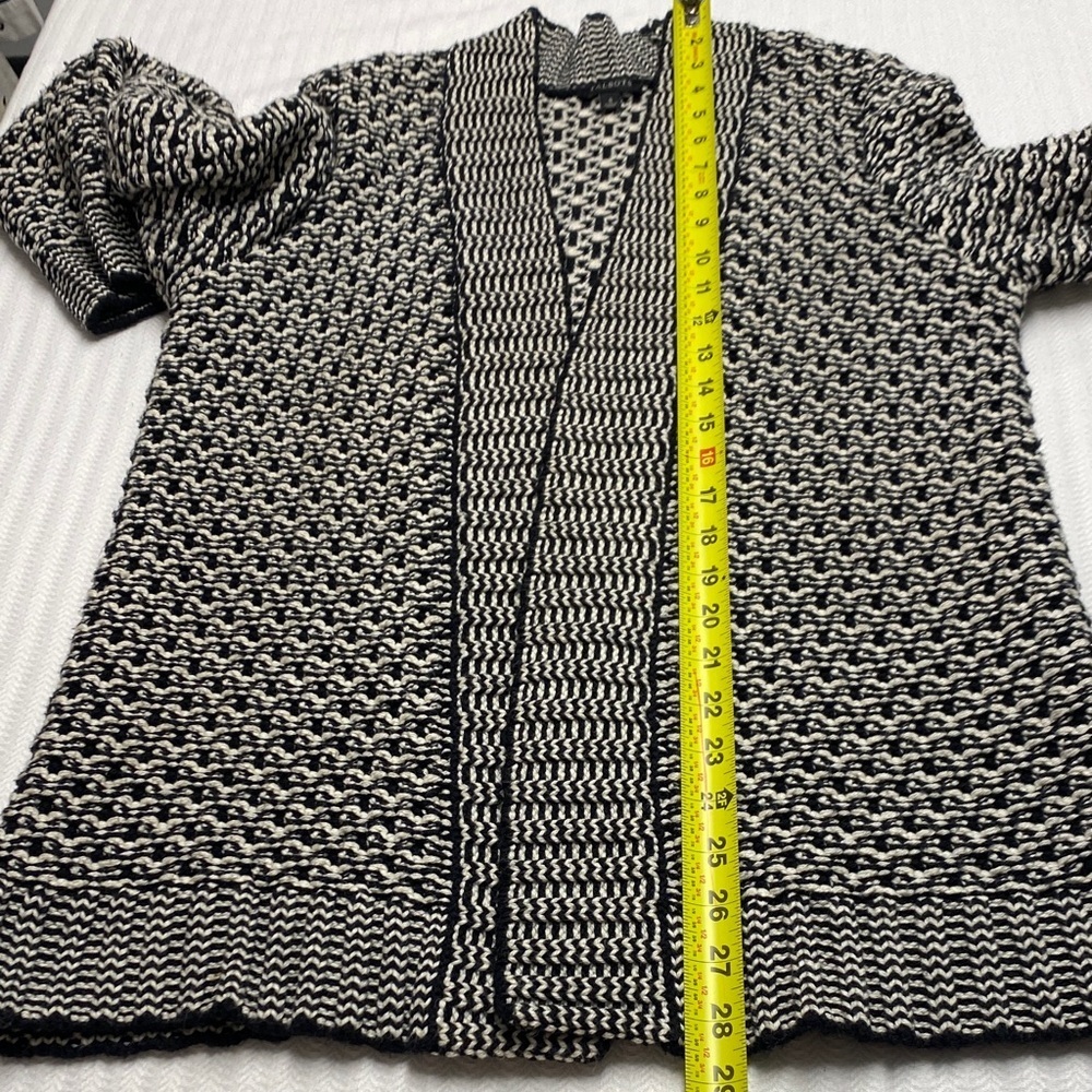 Talbots Cardigan | Open Front | Black White Textured Knit | Size S - Picture 11 of 11